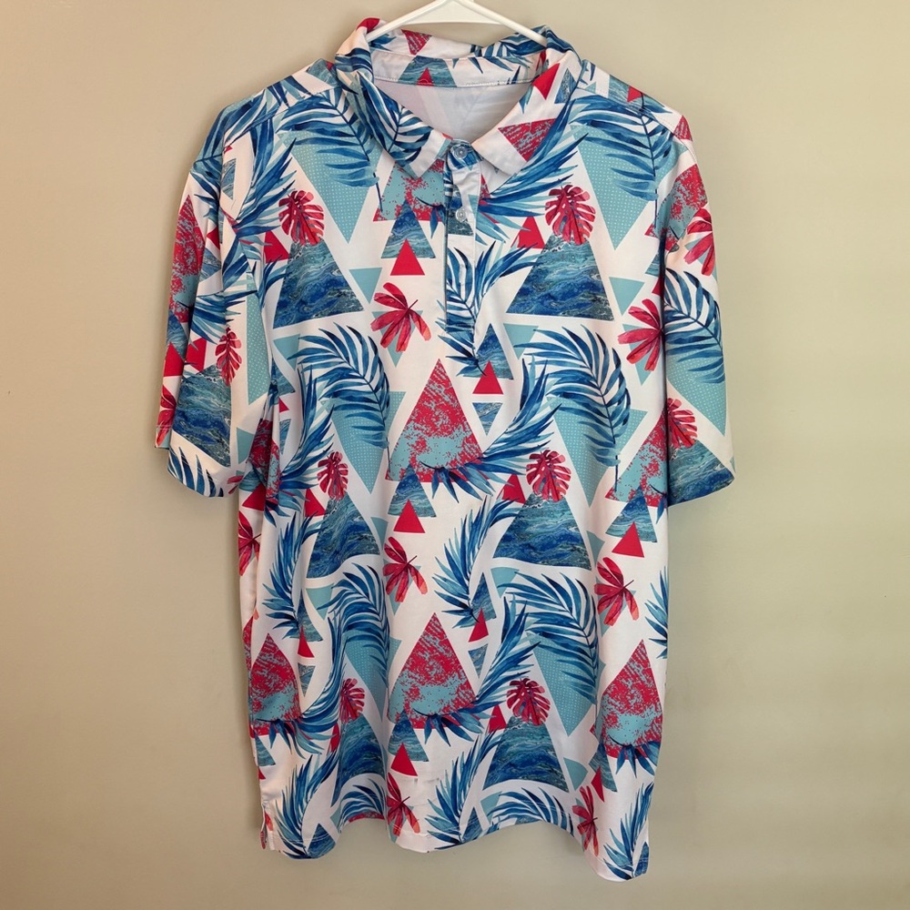🏌️‍♂️ Yatta Golf Polo – Men’s Large – Tropical Print Performance Shirt 🌴🌊